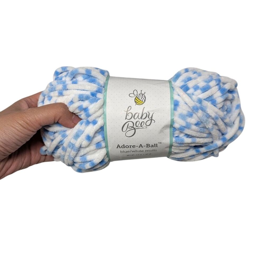 Baby Bee Adore A Ball Boy Blue White Multi #990 Yarn Skein 3.5 oz 100 g 92 yds